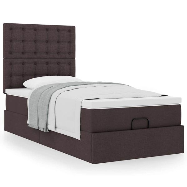 vidaXL Ottoman-Bett mit Matratze Dunkelbraun 90x190 cm Stoff