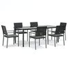 vidaXL 7-tlg. Garten-Essgruppe mit Kissen Poly Rattan und Stahl