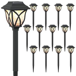 vidaXL Au&szlig;en Solarlichter mit Erdnagel 12 stk. Warmes Wei&szlig; 42 cm PP