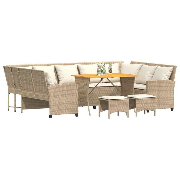 vidaXL 4-tlg. Garten-Sofagarnitur mit Kissen Beige Poly Rattan
