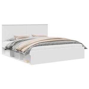 vidaXL Bettrahmen mit Kopfteil Wei&szlig; 200 x 200 cm Massives Kiefernholz