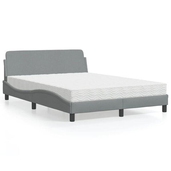 vidaXL Bett mit Matratze "Dover" Hellgrau 140x190 cm Stoff