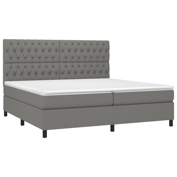 vidaXL Boxspringbett mit Matratze & LED Dunkelgrau 200x200 cm Stoff