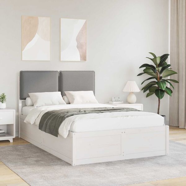 vidaXL Bettgestell mit gepolstertem Kopfteil Hellgrau 120 x 190 cm