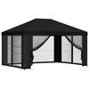 vidaXL Pavillon mit Seitenw&auml;nden 4 x 3 m Schwarz Polyester und Stahl