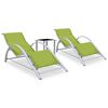 vidaXL Sonnenliegen 2 Stk. mit Tisch Aluminium Gr&uuml;n