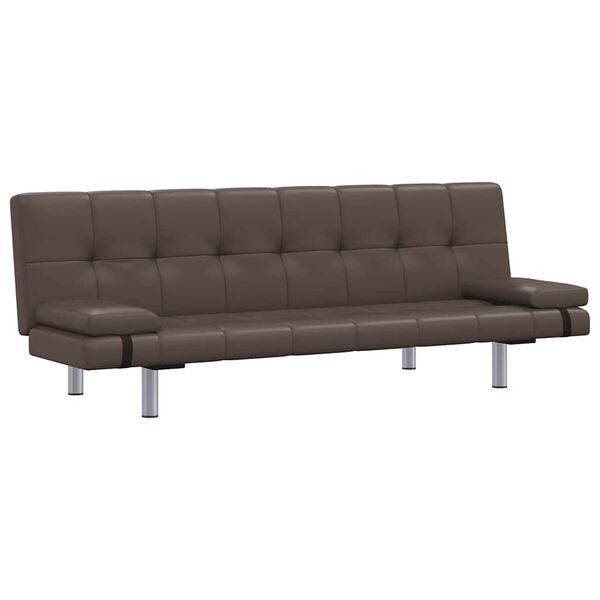 vidaXL Schlafsofa mit 2 Kissen Kunstleder Ausziehbar Braun