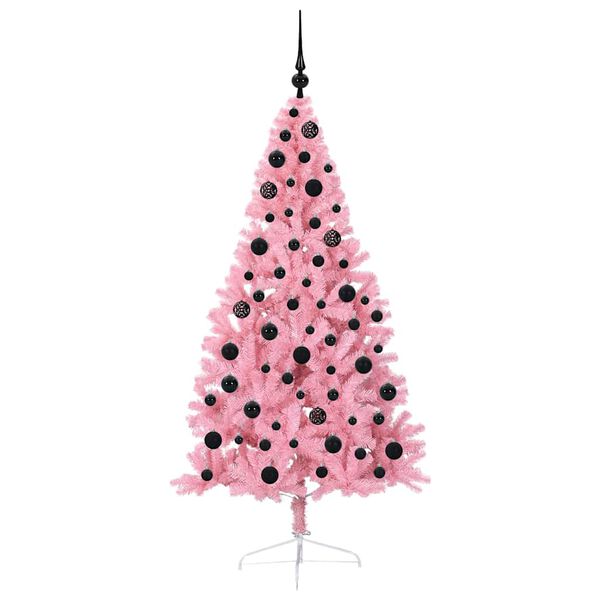 vidaXL Künstlicher vorbeleuchteter Weihnachtsbaum Rosa 180 cm PVC