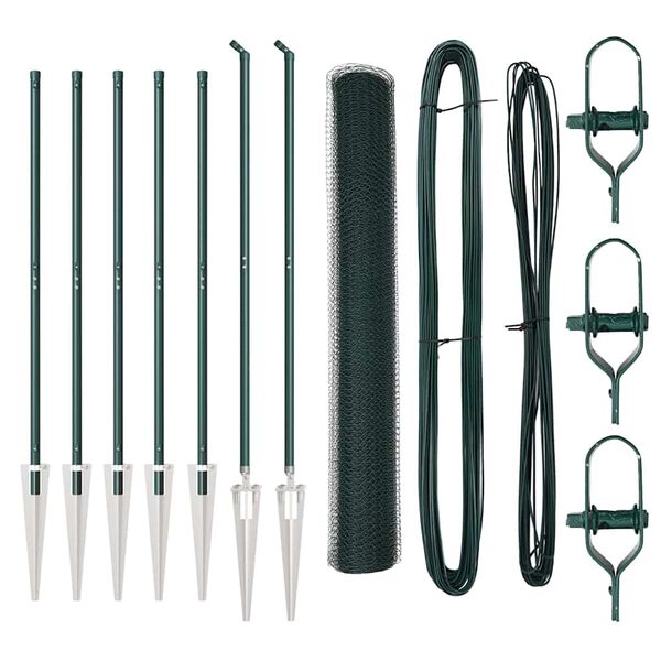 vidaXL Zaunpfosten Gr&uuml;n 10 x 1 m (25 mm Maschen) Stahl und PVC