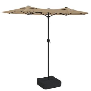 vidaXL Doppel-Sonnenschirm mit LED-Leuchten Taupe 316x145 cm