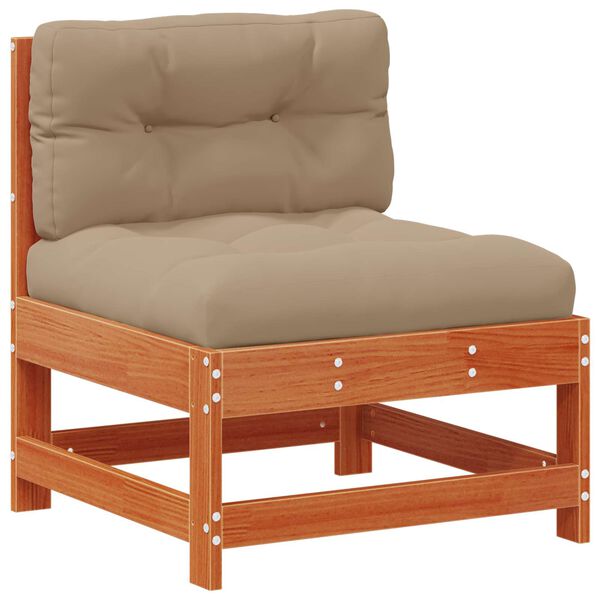 vidaXL Garten Mittelssofa Massives Kiefernholz Wachsbraun