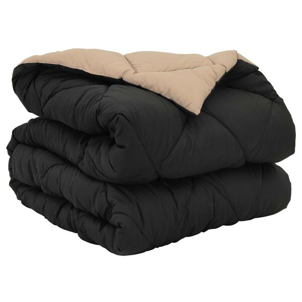 vidaXL Ganzjahresbettdecke Schwarz und Taupe 200 x 140 cm Mikrofaser