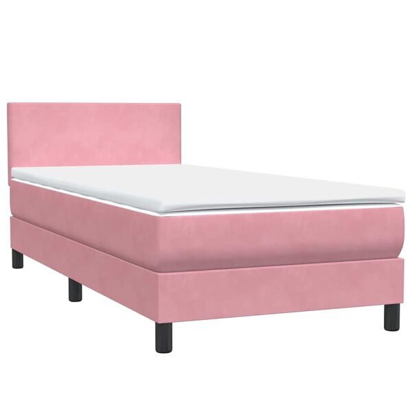 vidaXL Boxspringbett mit Matratze Rosa 100x210 cm Samt
