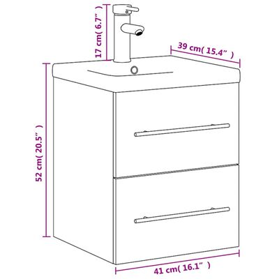 vidaXL Waschbeckenunterschrank mit Einbaubecken Sonoma-Eiche