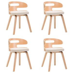 vidaXL Esszimmerst&uuml;hle 4 Stk. Creme Bugholz und Kunstleder