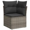 vidaXL 5-tlg. Garten-Sofagarnitur mit Kissen Grau Poly Rattan Akazie