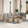vidaXL Garten-Sofa-Set mit Kissen 9 pcs Beige Poly Rattan