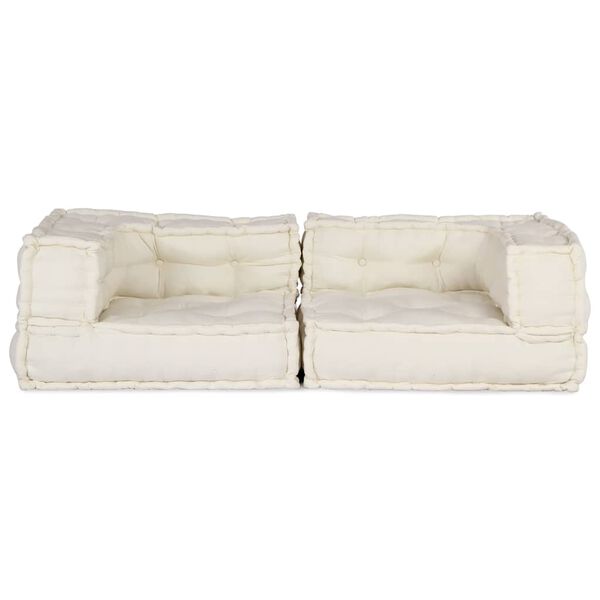 vidaXL 2-Sitzer-Modulsofa Creme 140x70x36 cm Stoff
