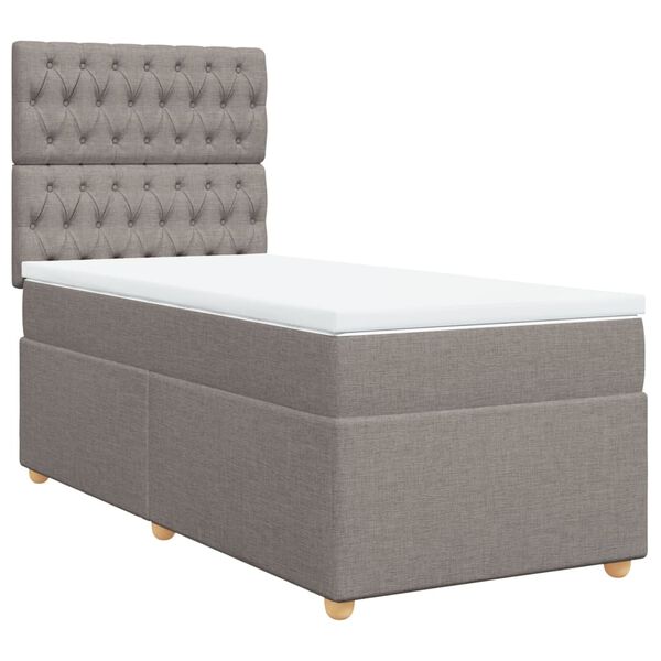 vidaXL Boxspringbett mit Matratze Taupe 80x200 cm Stoff