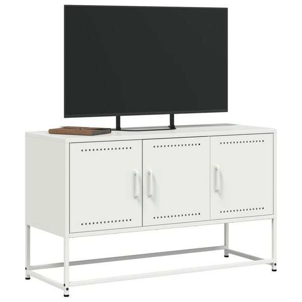 vidaXL TV-Schrank Wei&szlig; 100,5x39x60,5 cm Stahl