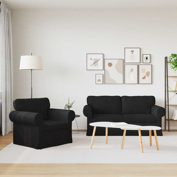 vidaXL Sofa Set 2 pcs Schwarz 175 x 82 x 80 cm Stoff