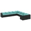 vidaXL 10-tlg. Garten-Sofagarnitur mit Kissen Schwarz Poly Rattan