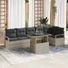 vidaXL Gartensofa-set mit Speicher 7 pcs Hellgrau Poly-Rattan