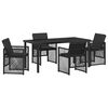 vidaXL Garten Essgruppe 5 pcs Schwarz Poly-Rattan