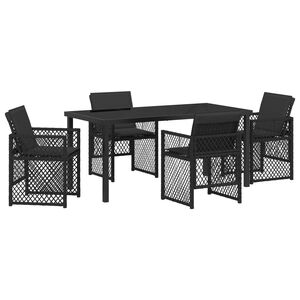vidaXL Garten Essgruppe 5 pcs Schwarz Poly-Rattan