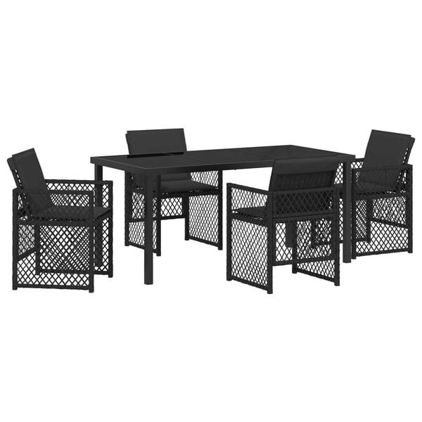 vidaXL Garten Essgruppe 5 pcs Schwarz Poly-Rattan