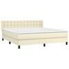 vidaXL Boxspringbett mit Matratze Creme 180x200 cm Kunstleder