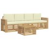 vidaXL Outdoor-Sofagarnitur mit Kissen 5 pcs Wei&szlig; und Creme Polyester