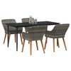 vidaXL Garten Essgruppe mit Kissen 5 pcs Grau Poly-Rattan