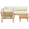 vidaXL Sofa Set mit Kissen Uni 4 pcs Creme Massivholz Akazie