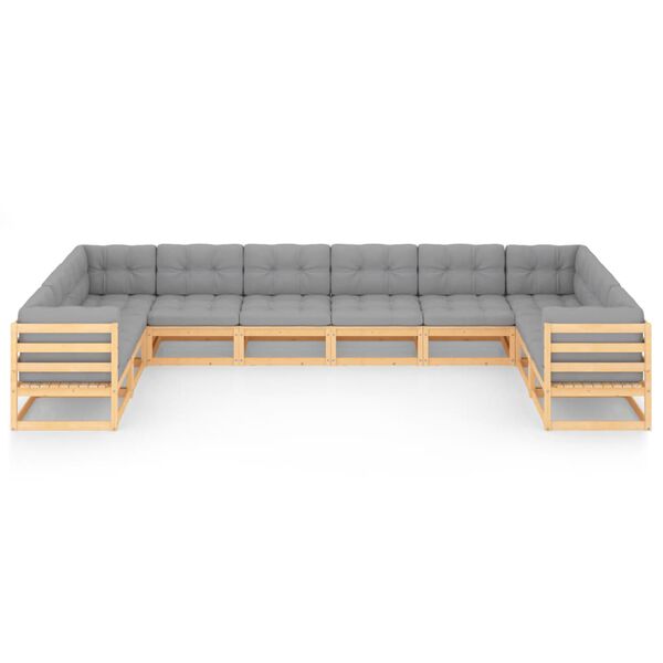 vidaXL 10-tlg. Garten-Lounge-Set mit Kissen Massivholz Kiefer