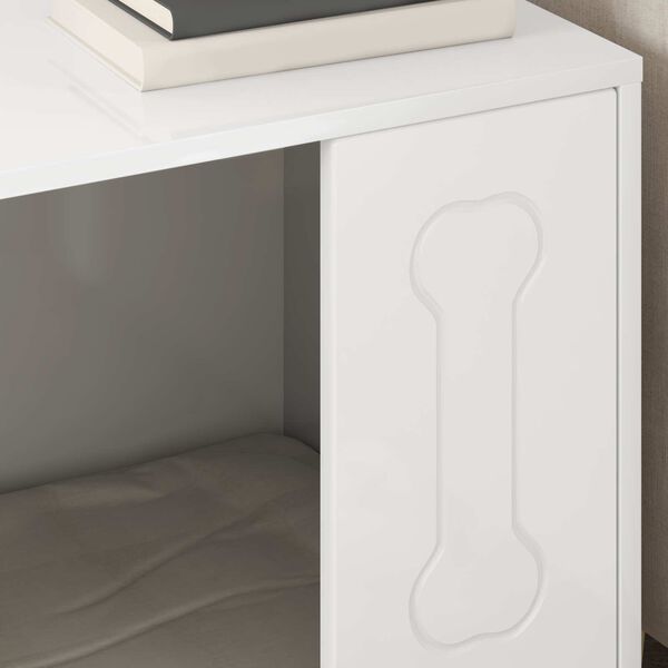 vidaXL Hundeh&uuml;tte Gl&auml;nzend Wei&szlig; 44 x 42 x 49 cm Holzwerkstoff