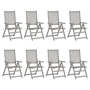 vidaXL Verstellbare Gartenst&uuml;hle 8 Stk. Grau Massivholz Akazie