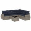 vidaXL 7-teiliges Gartensofa-Set mit Kissen, grau, Polyrattan