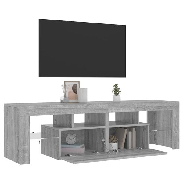 vidaXL TV-Schrank mit LED-Leuchten Grau Sonoma 140x36,5x40 cm