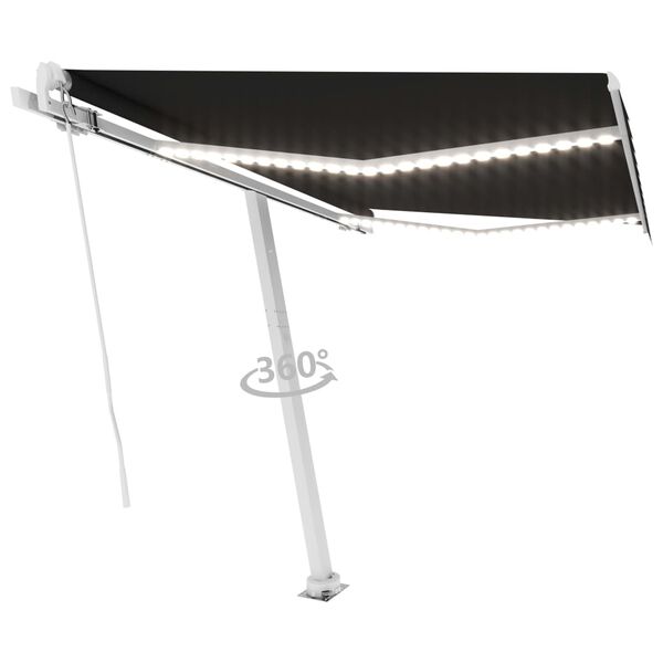 vidaXL Markise Manuell Einziehbar mit LED 300x250 cm Anthrazit