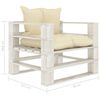 vidaXL Garten-Palettensofa mit Kissen in Creme Holz