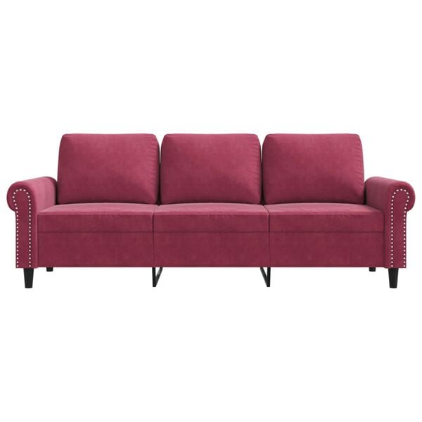 vidaXL 3-Sitzer-Sofa Weinrot 180 cm Samt