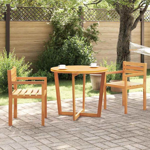 vidaXL Garten-Esstisch Rund &Oslash;90x75 cm Massivholz Akazie