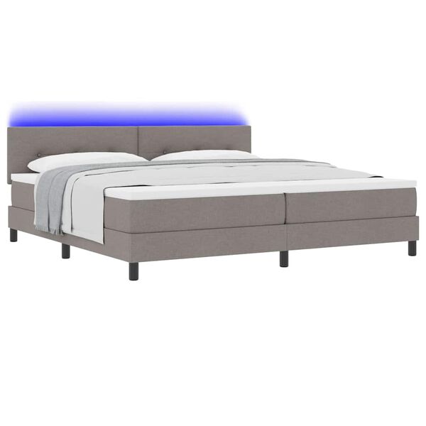 vidaXL Boxspringbett mit Matratze mit LED Taupe 200 x 200 cm Stoff