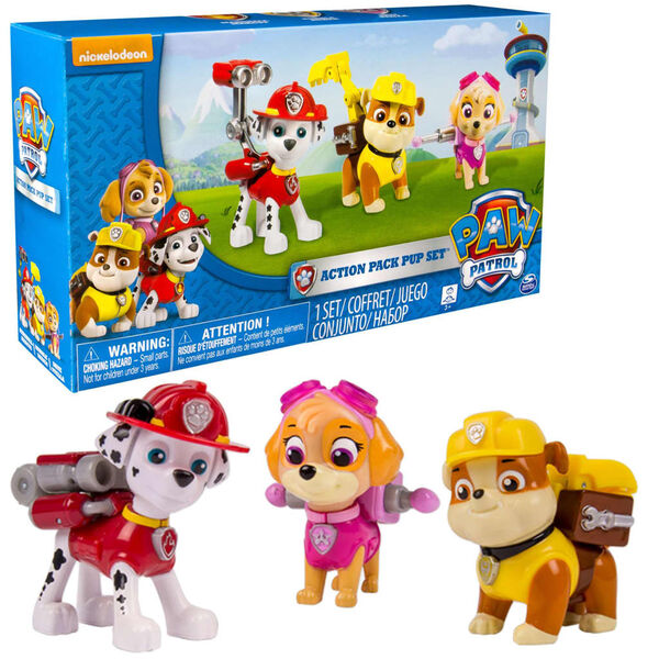 Paw Patrol Action-Pack Welpen Marshall/Skye/Rubble