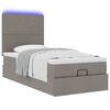 vidaXL Ottoman-Bett mit Matratze & LEDs Taupe 90x190 cm Stoff