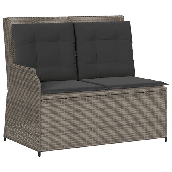 vidaXL 4-tlg. Garten-Lounge-Set mit Kissen Grau Poly Rattan