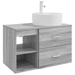 vidaXL Badezimmerm&ouml;bel-Set 2 pcs Grau Sonoma Holzwerkstoff