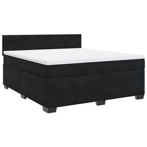 vidaXL Boxspringbett mit Matratze Schwarz 180x200 cm Samt