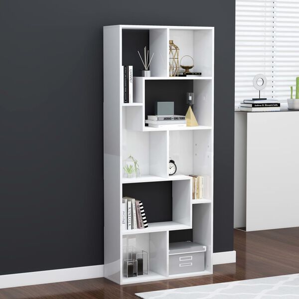 vidaXL B&uuml;cherregal Hochglanz-Wei&szlig; 67x24x161 cm Holzwerkstoff